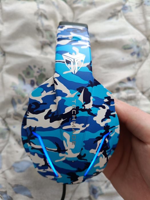 Căști Gaming Techmade cu fir + microfon gaming.