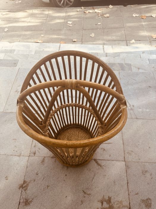 Декоративен ратанов кош/стойка,Nordic Boho стил от 90-те Дания