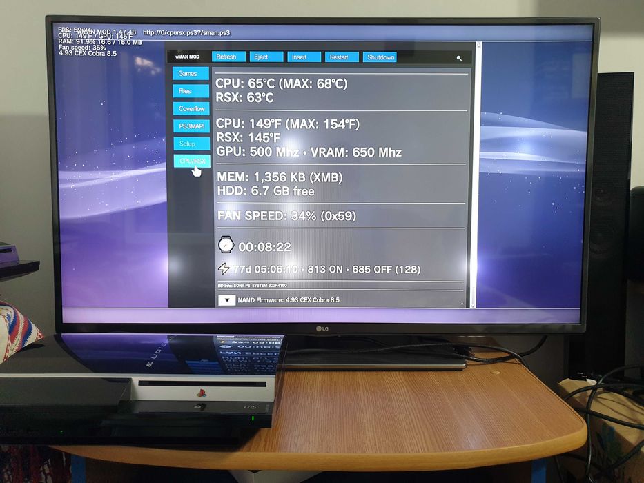 PS3 modat CFW 250 GB + 40 jocuri (GTA V, Spider-Man, FIFA 19, NFS)