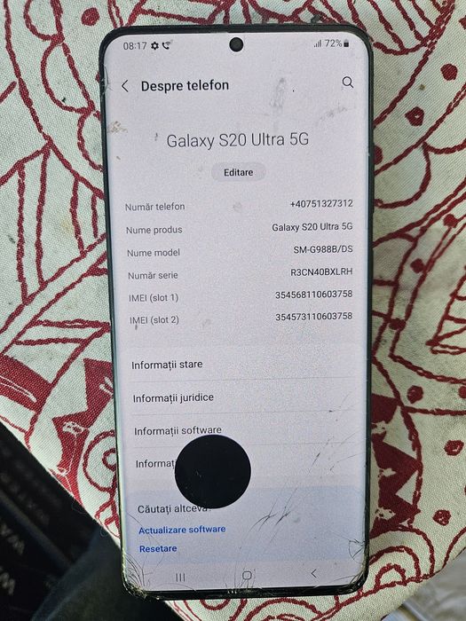 Samsung s 20 ultra 5g display spart functional