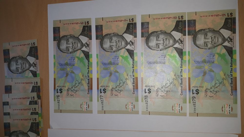 Bancnote 1$ Bahamas,serii consecutive