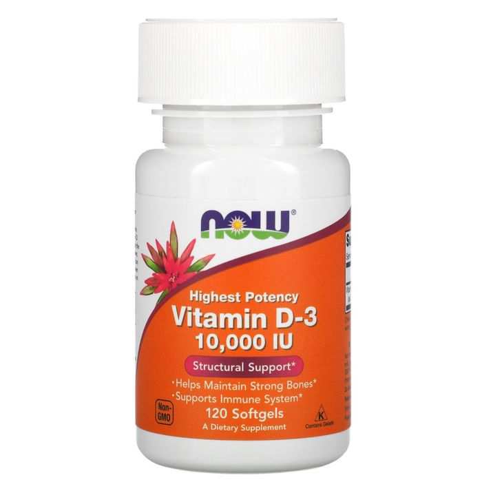 Vitamin D-3 10000 ME 120 softgels Now foods, Витамин Д3 Америка