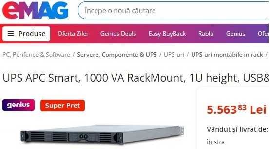 UPS APC 1500VA 10 variante, inclusiv NOI (SMC,SMT,SUA,RS) tower,1U,2U.