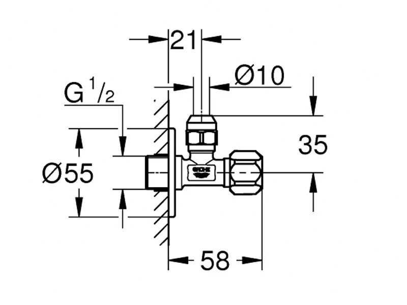 Ъглов кран Grohe Angle Valves - 1/2x3/8, нов