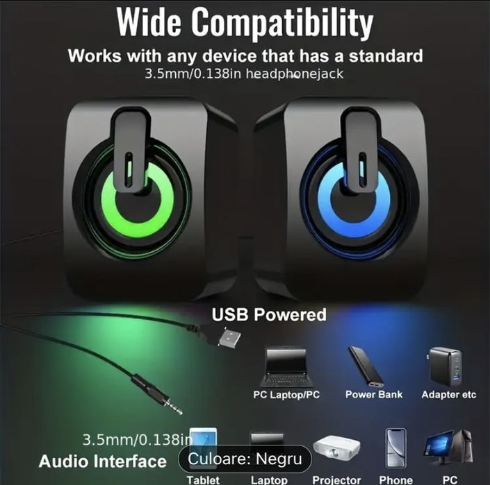 Boxe usb compatibile cu laptop,Pc,etc