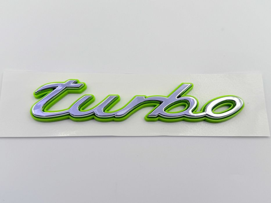 Emblema Compatibila PORSCHE Turbo bicolor crom/verde