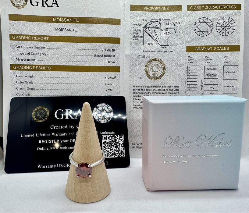 Сребърен пръстен с мойсанит (Диамант) 2 карата