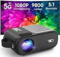 Mini proiector cu Bluetooth,WiFi , 1080P acceptat. HORLAT, 9800 lumeni