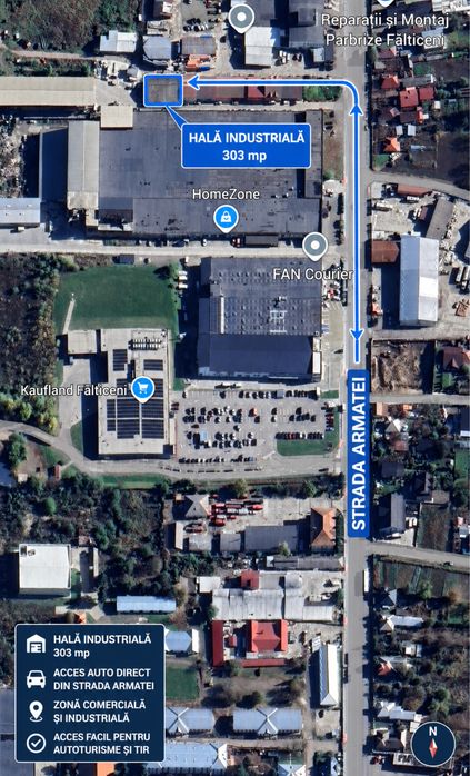 De vanzare/De inchiriat- Hala industrială / Depozit de 303mp  în Fălticeni, Str. Armatei  l Zona Comerciala si Industriala l Acces tir