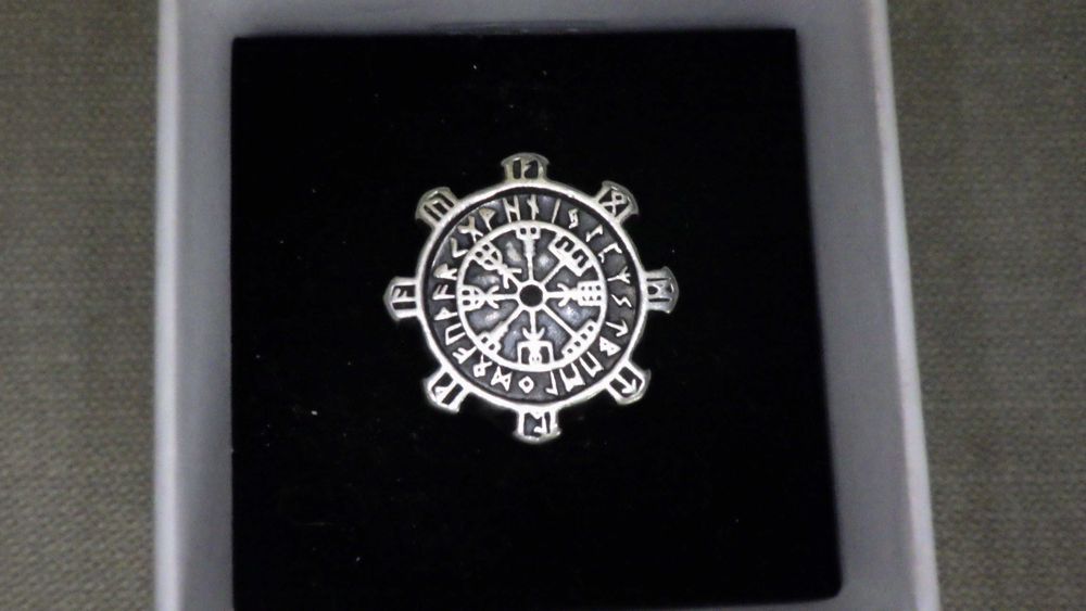 Викингски компас Vegvísir Сребърен пръстен S925