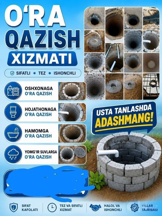 Oʻra tiranshe patkop padvol kavlaymiz tez va sifatli Toshkent buylab