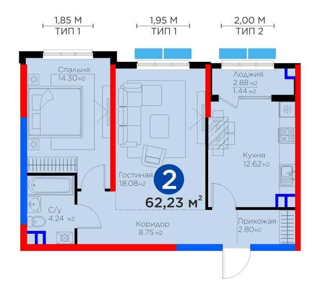 Янги Узбекистон! Скидка -35% на 2-комн квартиру КОМПЛЕКС СДАН
