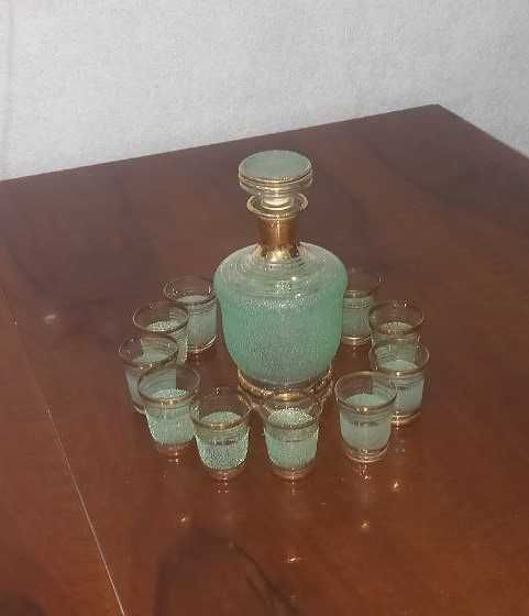 Набор декорированный: графин, 12 стопок, СССР
