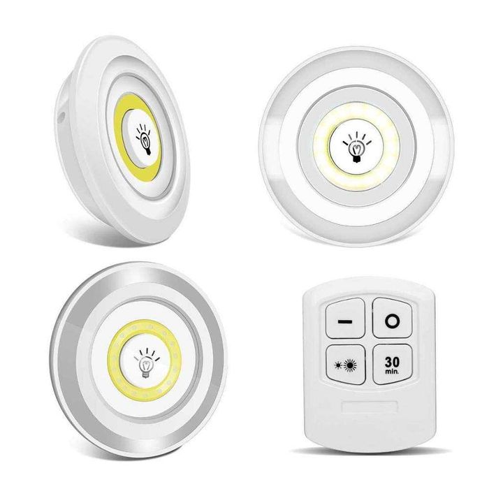 Set 3x Lampa LED Grundig, control telecomanda, alimentare cu baterii