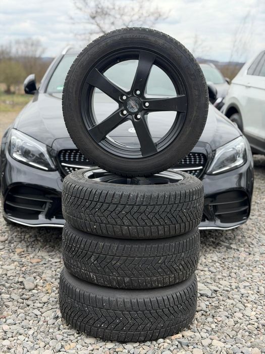 Jante 5x112 cu anvelope de iarna Dunlop215/55R17