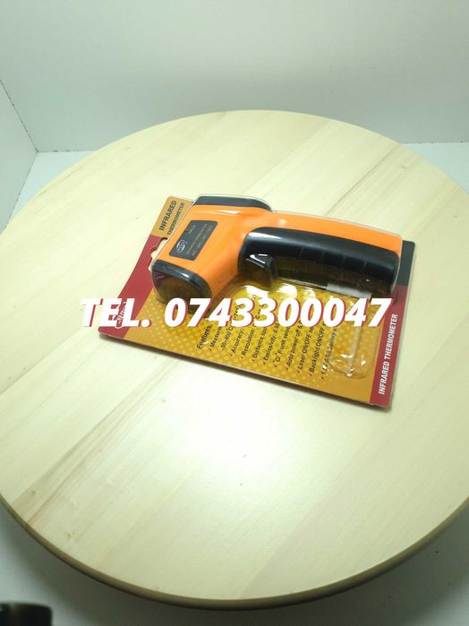 Termometru Industrial Optimus 380 Interval -50 +380 Grade C - Cu Afisaj Luminat , Portocaliu Negru Pentru Utilizare Tehnica Sau Decorativa