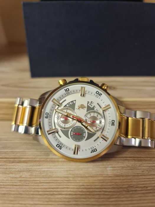 S. Polo Assn., Часовник с иноксова верижка, Сребрист/Златист