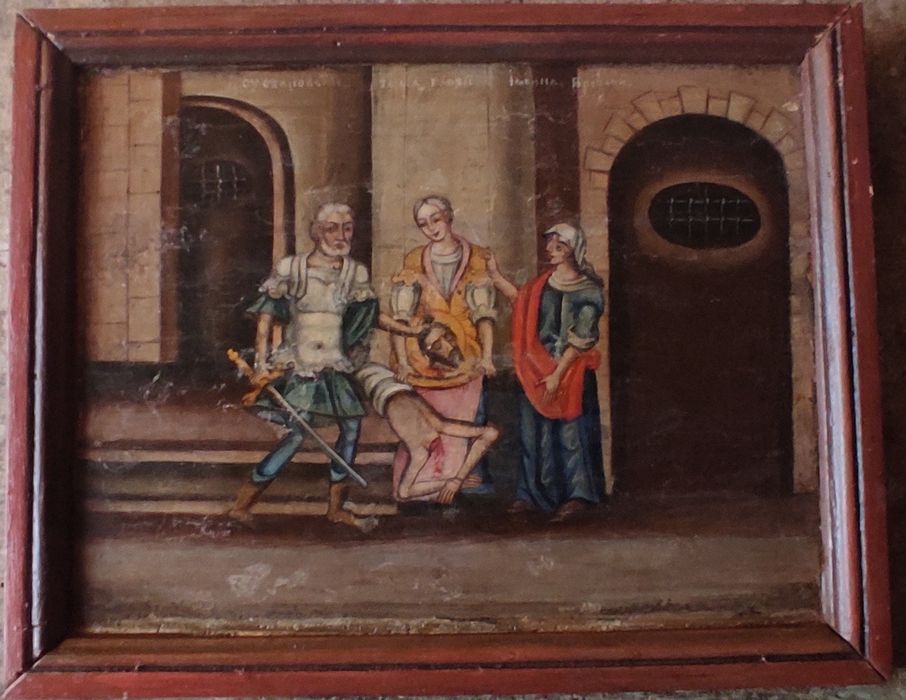 Icoana veche Tăierea capului Sfantultu Ioan Botezătorul secol 18i