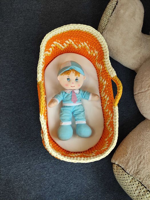 Бебешки кош за новородено, ръчно изработен, плетен кош, 70х40см, ново