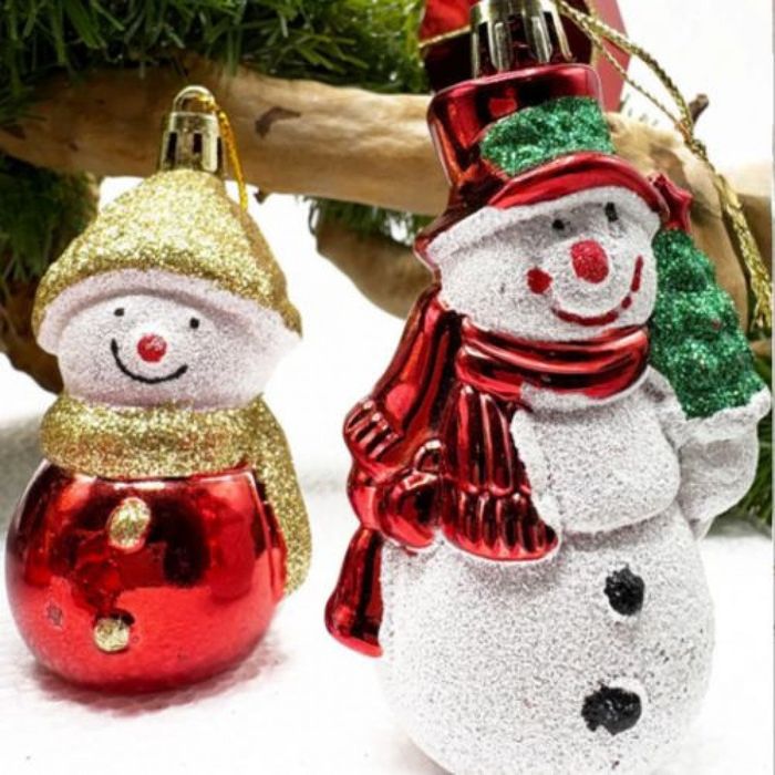 Коледен комплект за украса 8 бр червени и бели висулки