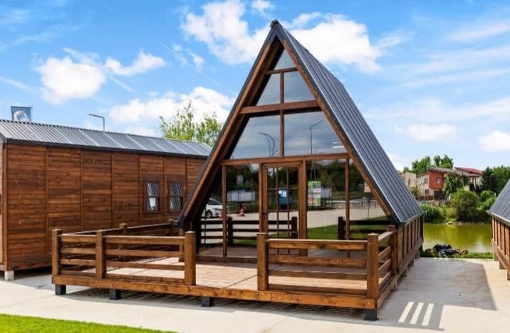 Vand cabane din lemn la cheie tip Aframe accept variante auto la schim