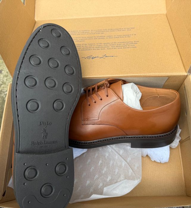 Pantofi Ralph Lauren din piele naturala maro Tan marimea 45 EU Originali SUA