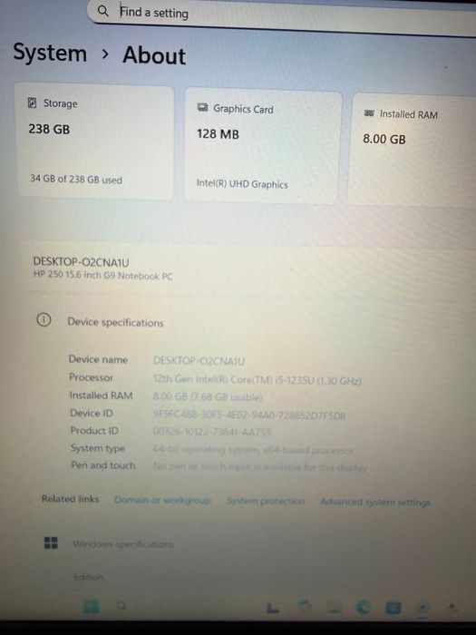Laptop HP 250 G9 Amanet BKG
