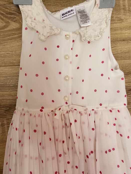 Rochie copil 7 ani, voal plisat cu buline