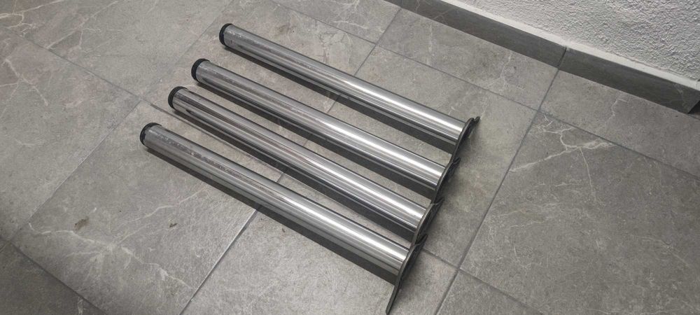 Promotie! Set de 4 Picioare metalice cromate, pentru masa sau birou