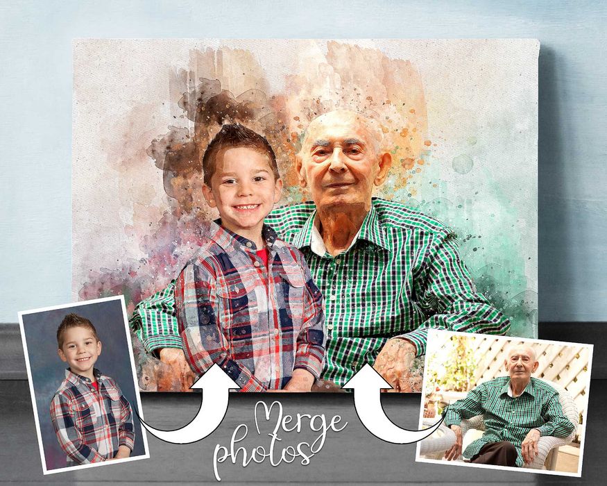 Съединяване на няколко снимки в общ дигитален акварелен портрет
