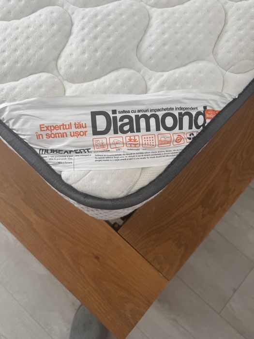 Pat Stejar masiv RONEX 180x 200 saltea Mobexpert 30 cm inclusa