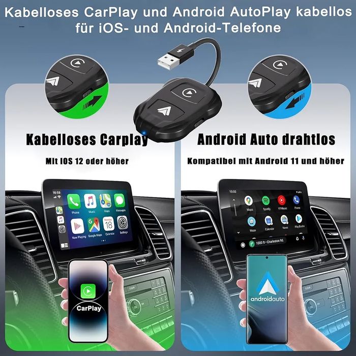 CarPlay Wireless & Android Car Wireless Adapter, 2-in-1