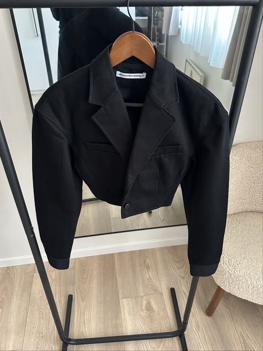 T by Alexander Wang кропнат деним блейзър