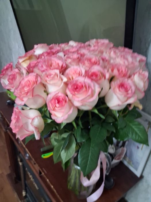 Розы розовые,51шт
