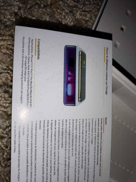 Incarcator wireless, dezinfectact UV