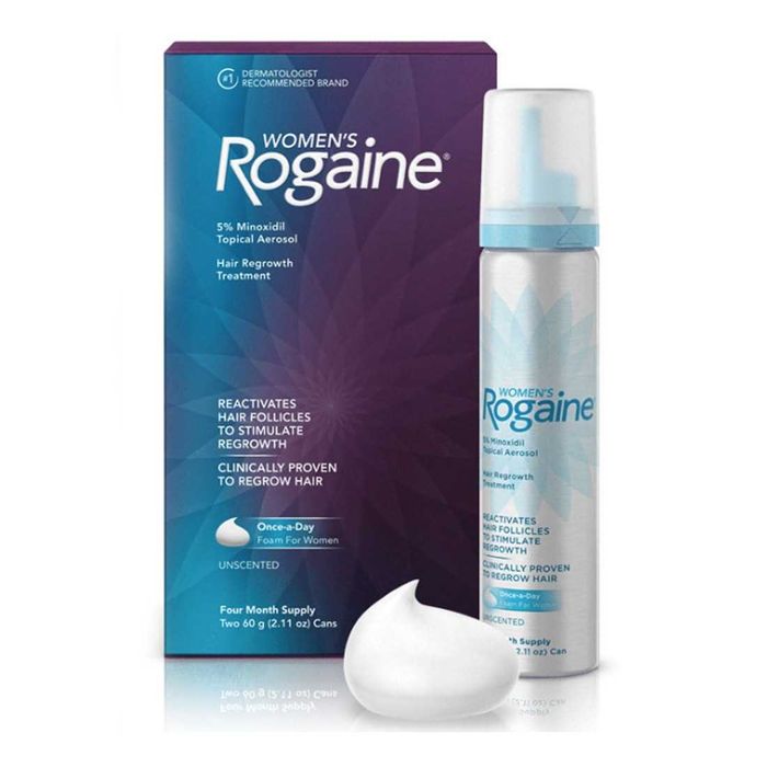 Spuma, Minoxidil Rogaine 5%, Tratament Impotriva Caderii Parului, Pentru Femei, 2x 60ml pentru 4 Luni Aplicare
