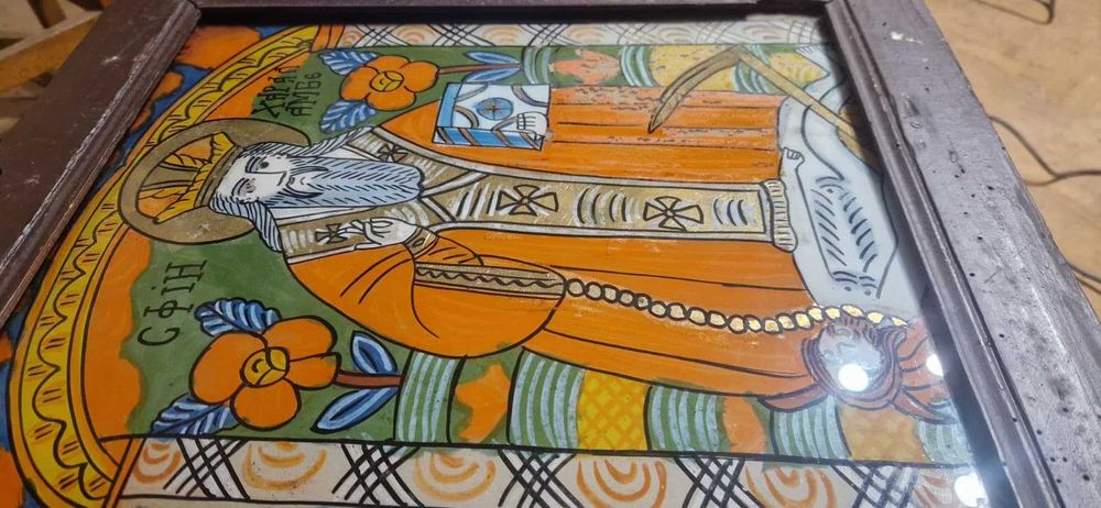 Icoana pictura pe sticla anii 1900 colectie antic