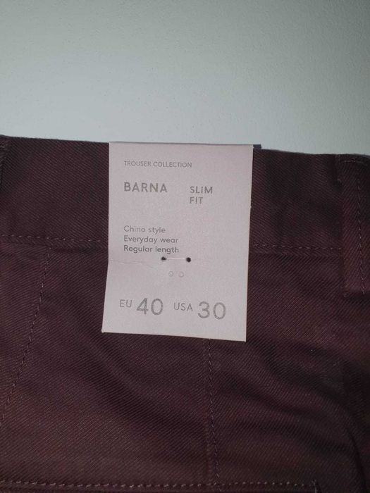 Pantaloni chino slim fit din serj  - 40 | culoare rosu vin