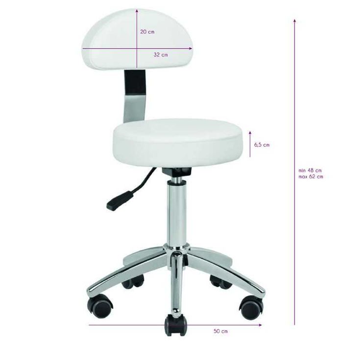 Козметичен/фризьорски стол-табуретка с облегалка AM-304 - 50/64 см