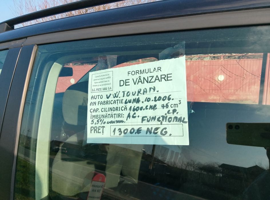 Vw touran anul 2006.1.6.fsi.benzina