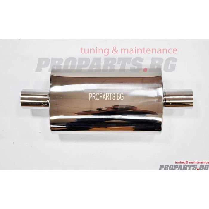 Плоско спортно гърне ауспух с един вход и един изхода 63 мм 76мм