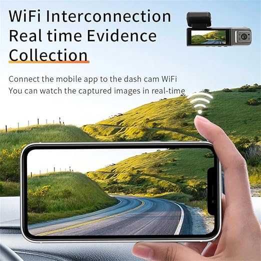 DazulI даш камера 3.16 инча с двоен обектив, Wifi, HD 1080P, GPS