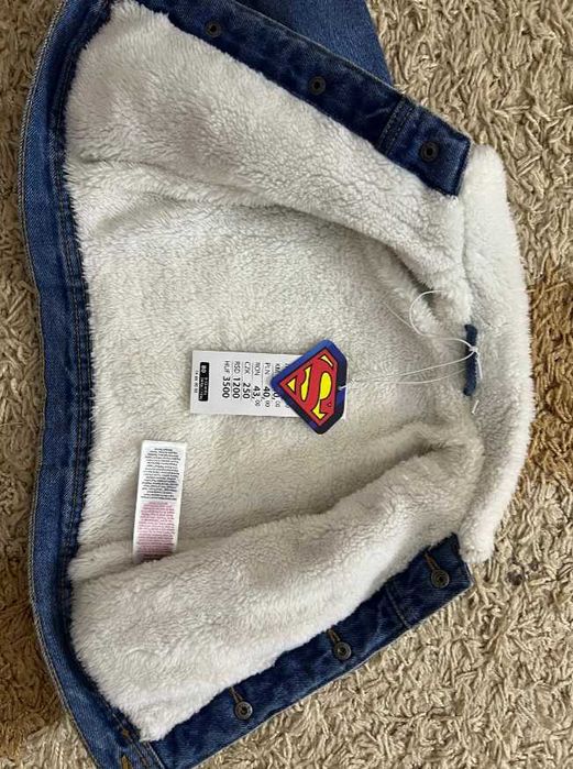 Geaca blugi imblanita bebe, Superman, noua, marime 80, 9-12 luni,Pepco