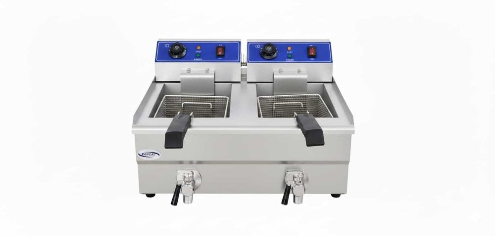 Reducere Friteuza profesionala cu robineti 10l+10l -TRANSPORT GRATUIT