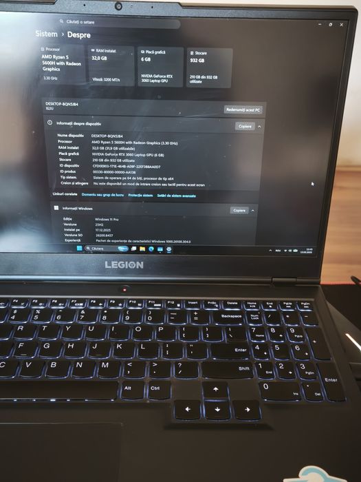 Vand Laptop Gaming Lenovo Legion 5 (RTX 3060, 32GB RAM, 1TB) + Accesorii