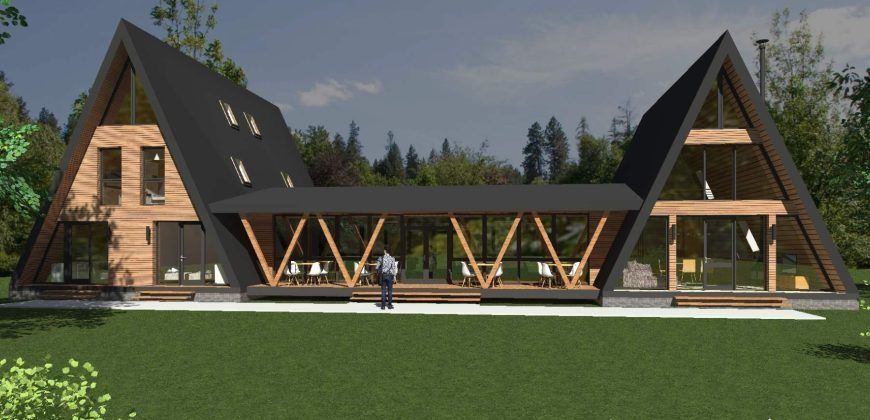 A-frame дом для участка у воды или в горах