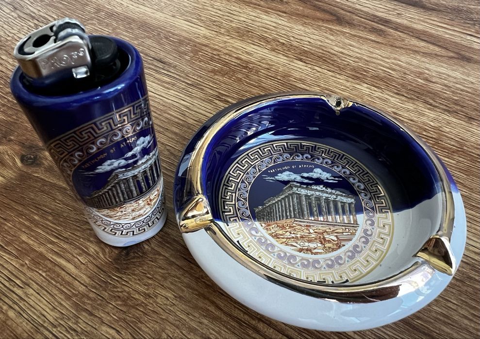 Пепелник и чашка за запалка от Гърция, ръчна изработка