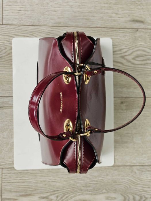 Geantă damă GILDA TONELLI piele naturală lăcuită – bordo/grena
