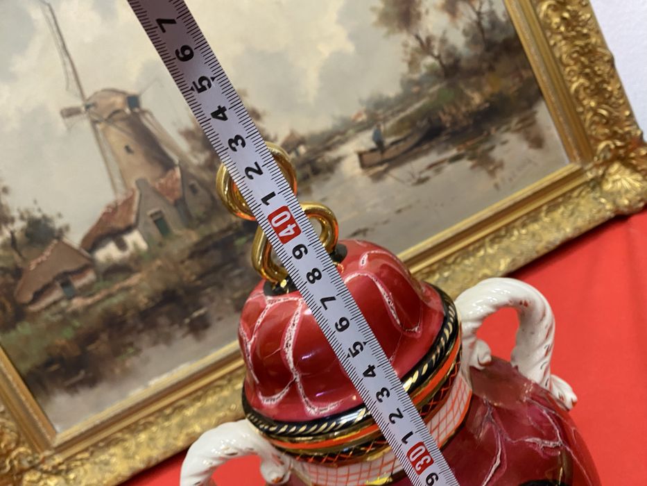 Винтидж ваза с капак H Biquet Belgium 1960 1980 пойна птица