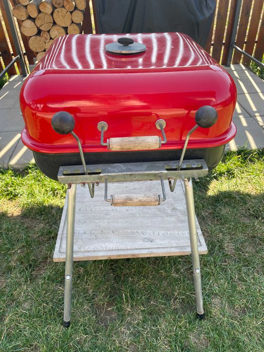 Gratar gradina cu carbuni, grill dreptunghiular, capac, 43x40x83 cm